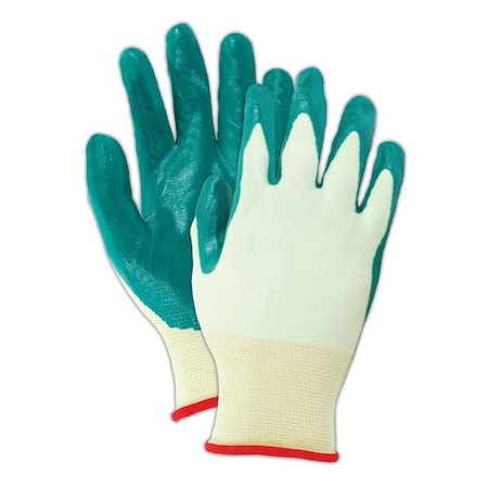 Showa Textile Gloves, Palm Coat, 1 Abrasion Level, Green, 9 12 PK 4500-09